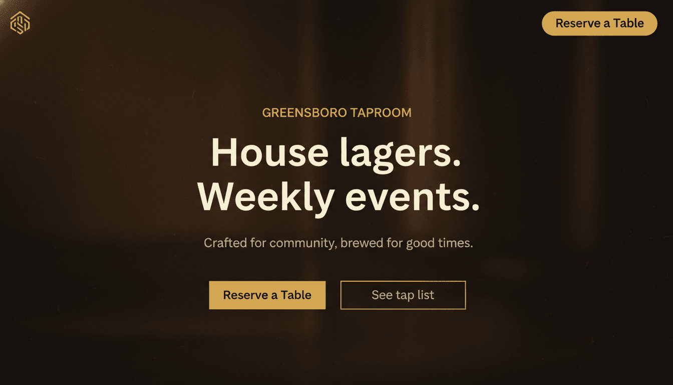 Landing page mockup, Brewpub
