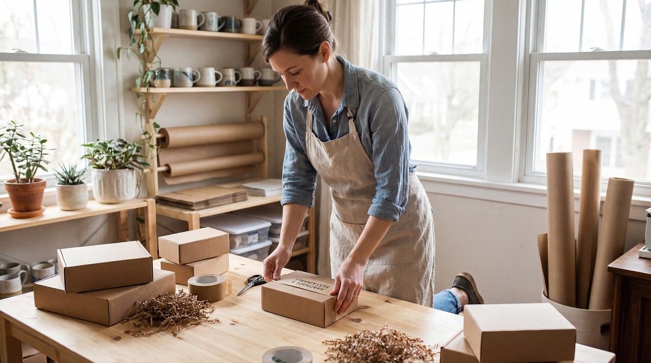 A small business owner working in their workshop