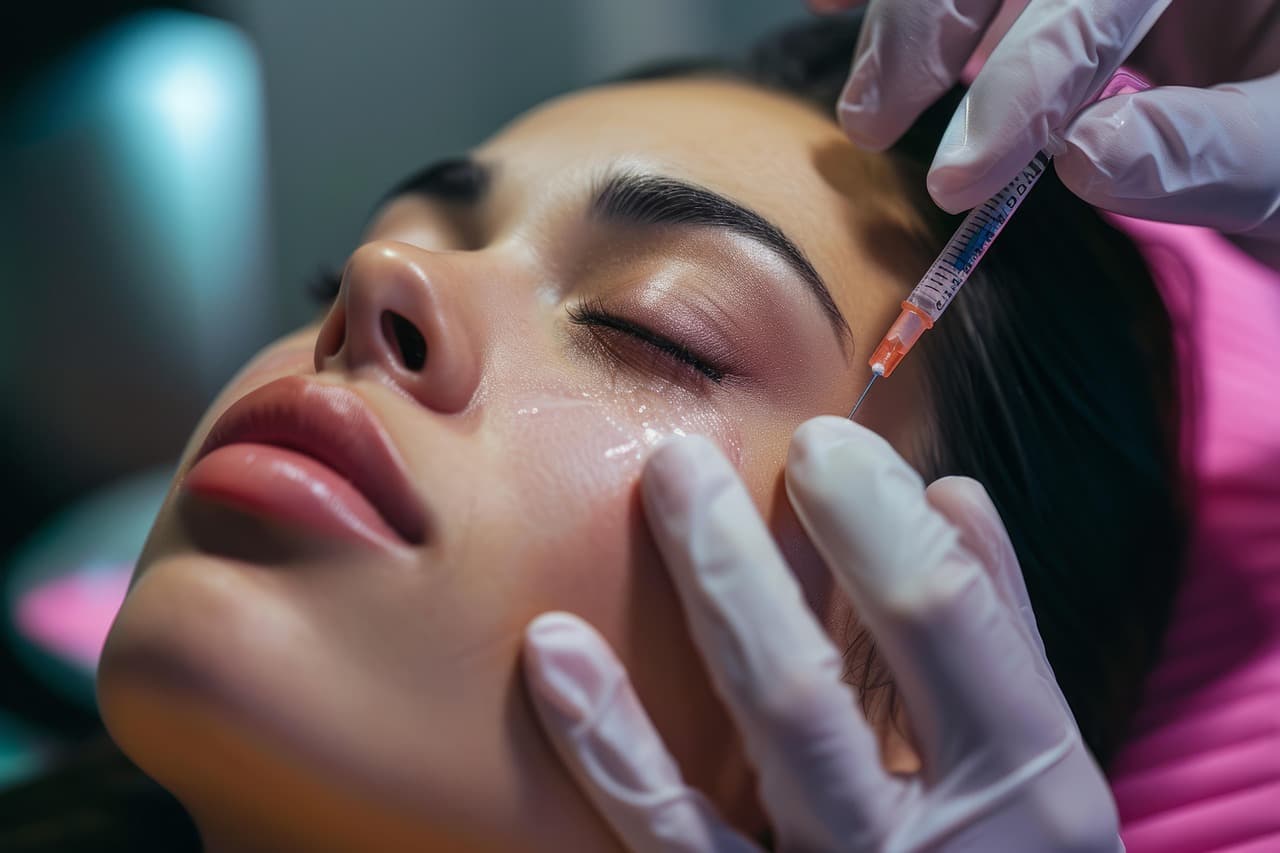 A client receiving a facial treatment at a medspa